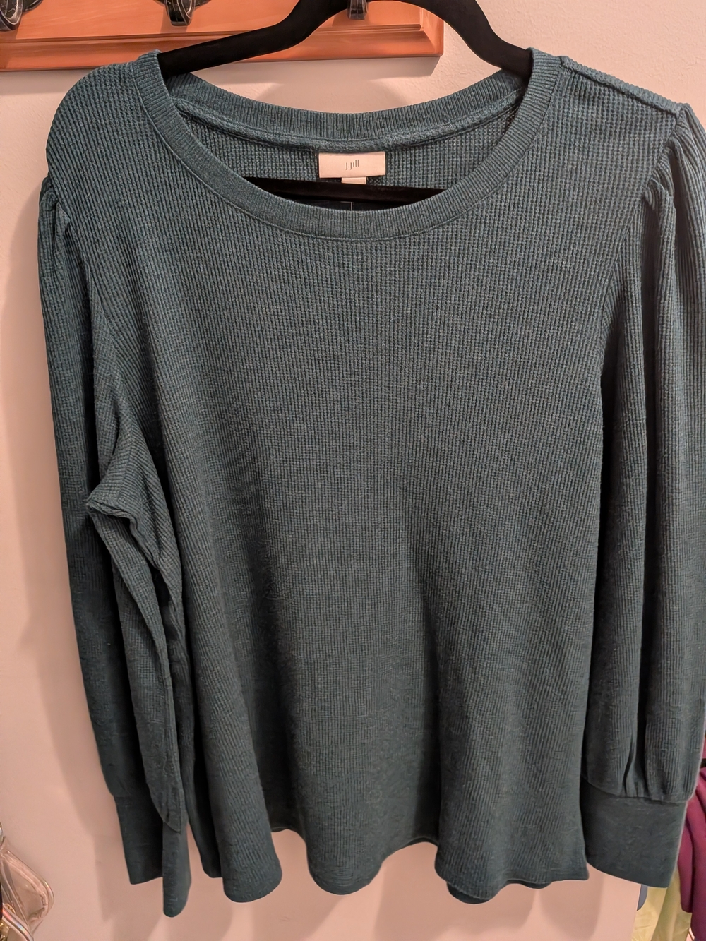 J. Jill Teal Crewneck Ribbed Sweater